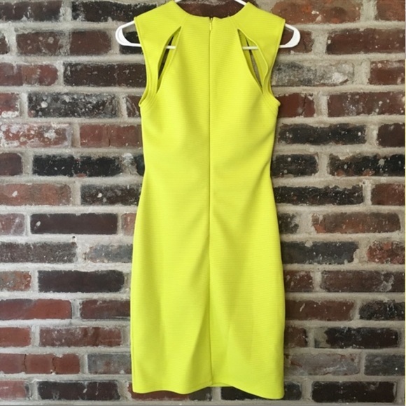 Topshop - Lime Green Yellow Ribbed Cutout Dress - Picture 2 of 6